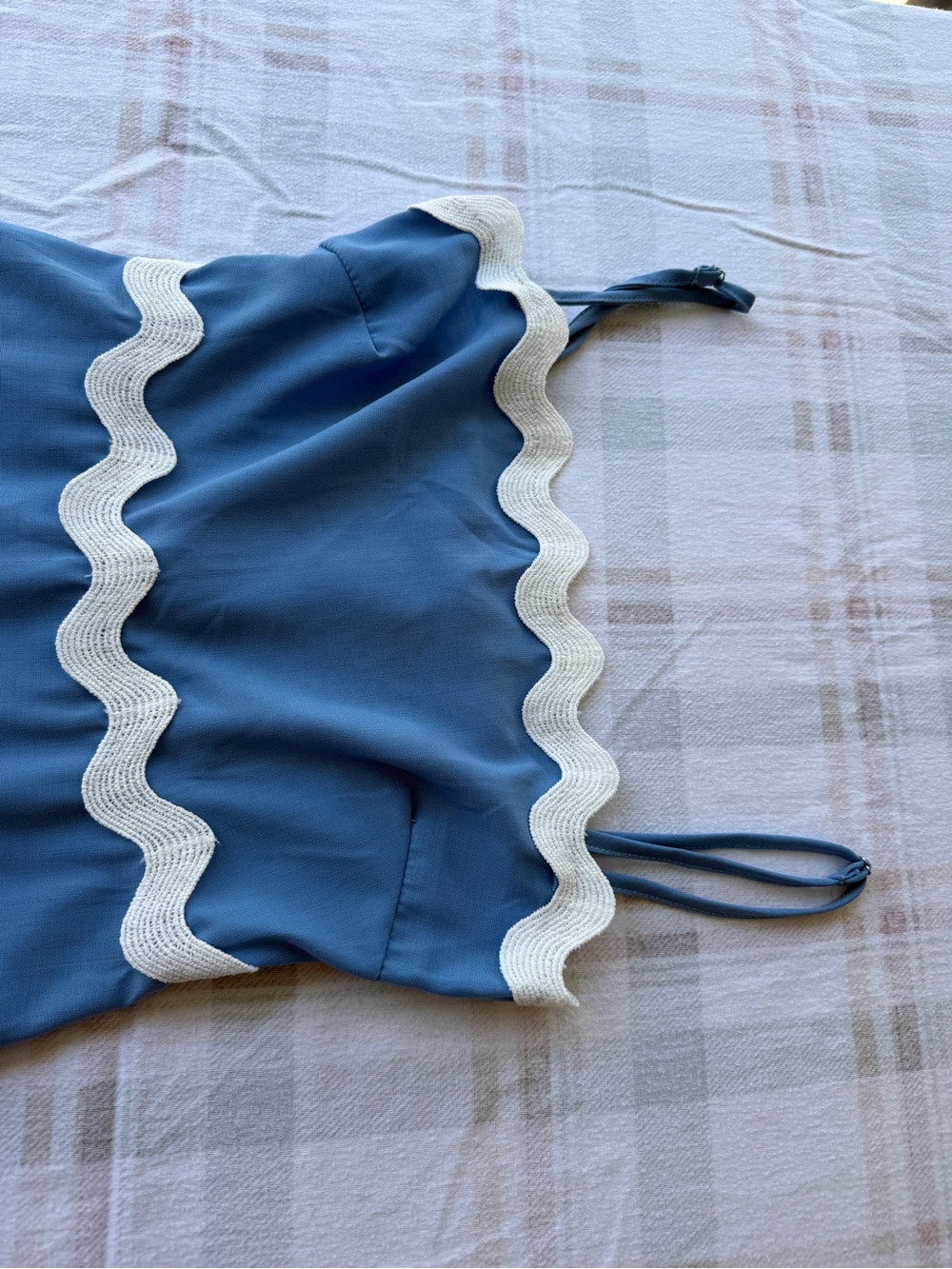 Rare handmade coastal cowgirl Maxi Dress with White ric-rac Scallop Trim - Picture 2 of 12